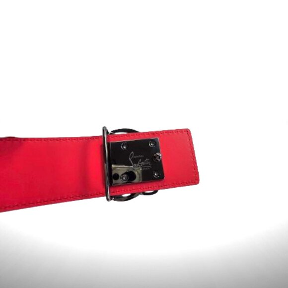 Christian Louboutin CL Logo Belt Brown/Black Patina w/ Red Lining Size 85 - New main image 3